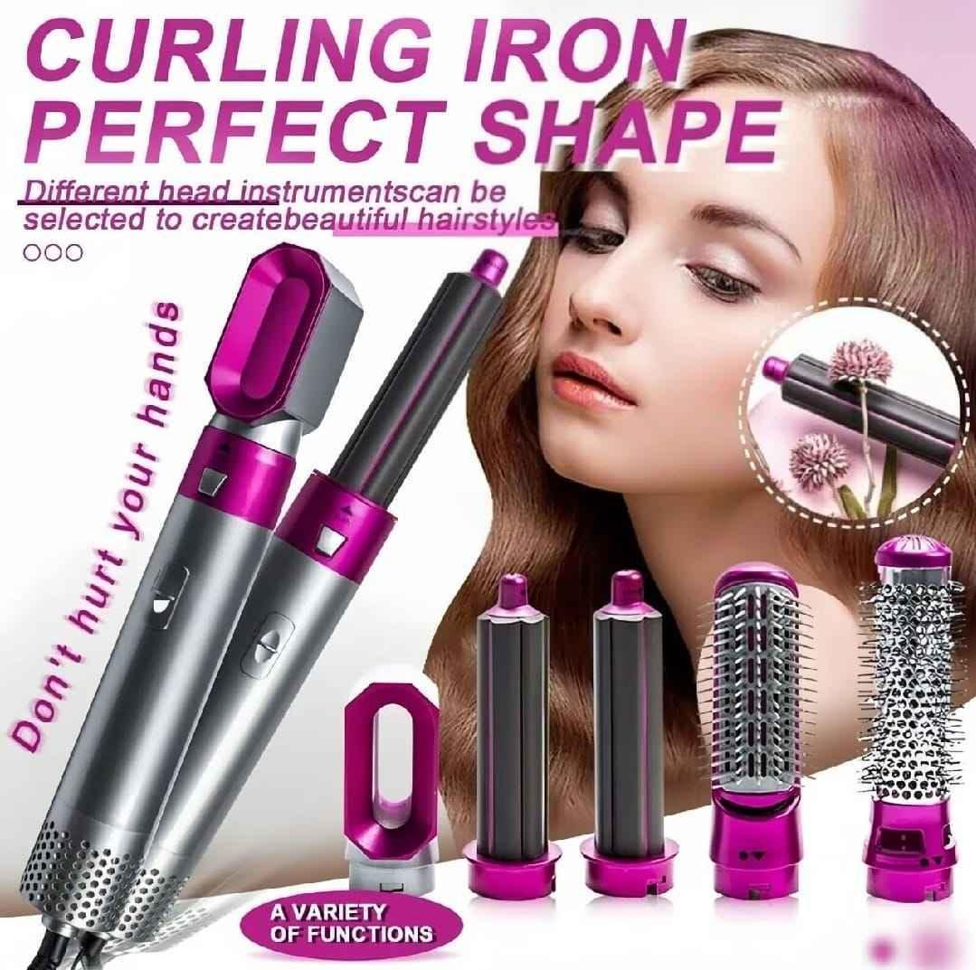 5 in 1 Hair Styler Brush, Straightener, Curler, Blow Dryer & Volumizer for All Hair Types | COD in Pakistan - SMARTONLINEMART