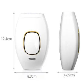 White electronic device with gold accents on a white background