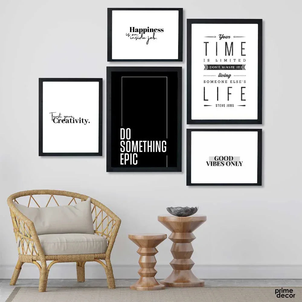 set of 6 Motivational sticky canvas frames for wall decore / sticky phototiles - SMARTONLINEMART