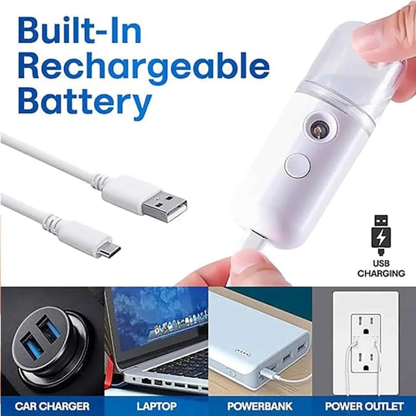 USB Rechargeable Facial Mist Sprayer – Portable Hydrating Skin Care Device | COD Available in Pakistan - SMARTONLINEMART