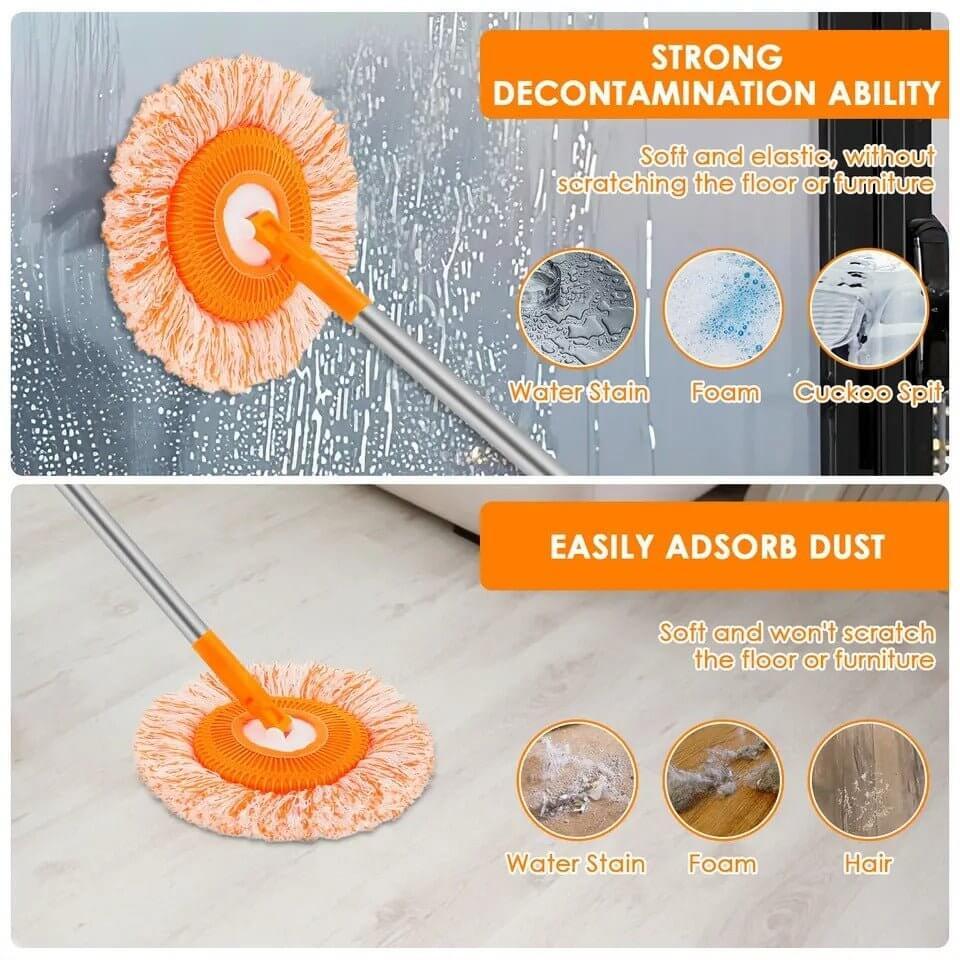 360° Rotating Microfiber Mop | Extendable Handle Telescopic Floor Cleaning Mop - SMARTONLINEMART