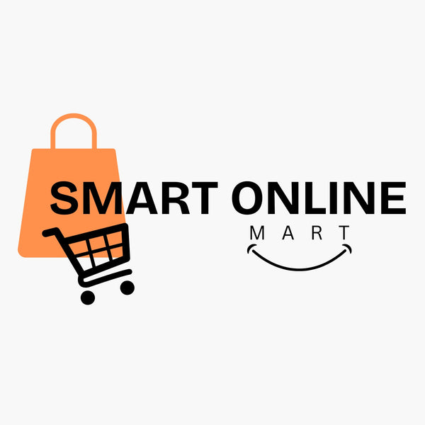 Logo of Smart Online Mart with an orange shopping bag and black shopping cart on a white background