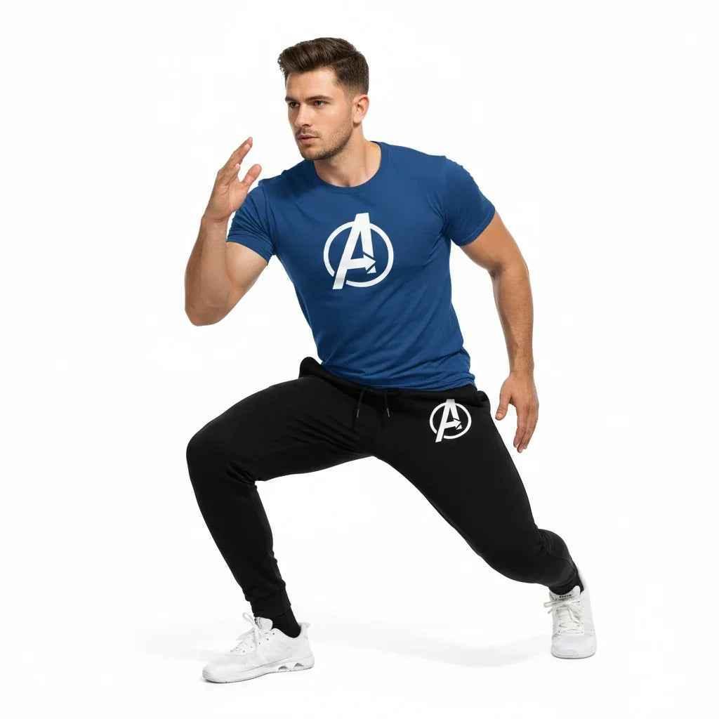 Half Sleeve Printed Tracksuit for Men – Trendy Black Casual Set (Large) - SMARTONLINEMART