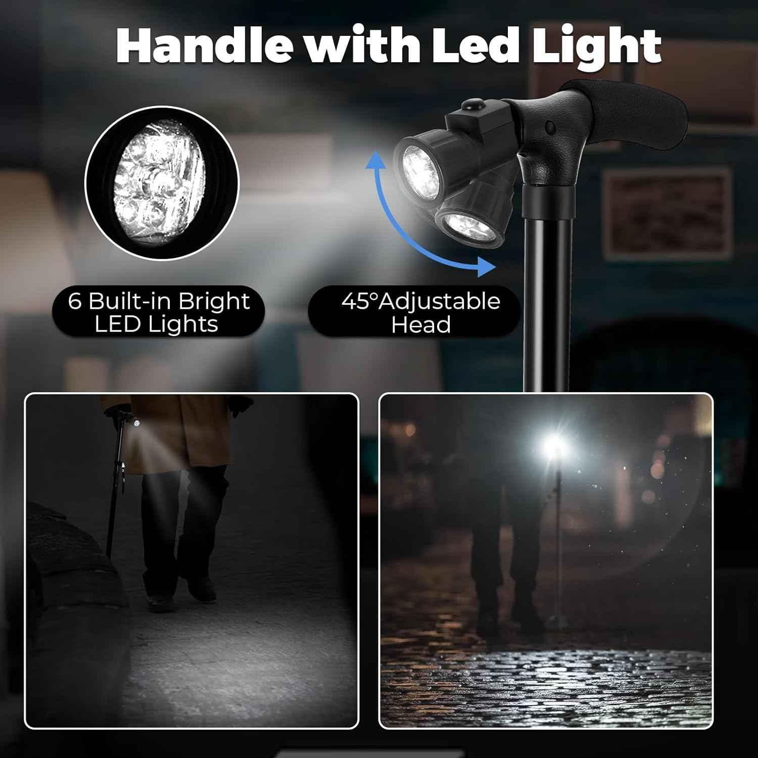 LED Walking Cane for Seniors - Folding Aluminium Walking Stick for Adults | COD in Pakistan - SMARTONLINEMART