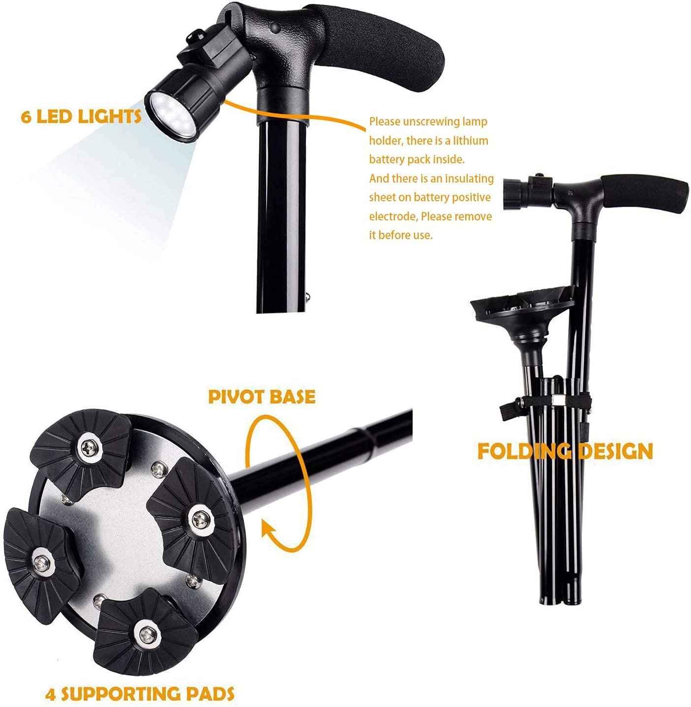 LED Walking Cane for Seniors - Folding Aluminium Walking Stick for Adults | COD in Pakistan - SMARTONLINEMART