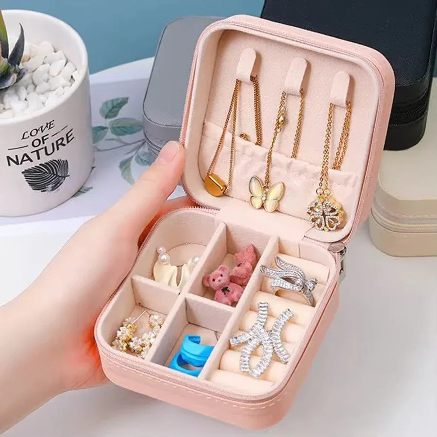 Portable Jewelry Storage Box | Leather Organizer | Travel Case | Multipurpose Gift Box for Jewellery SMARTONLINEMART