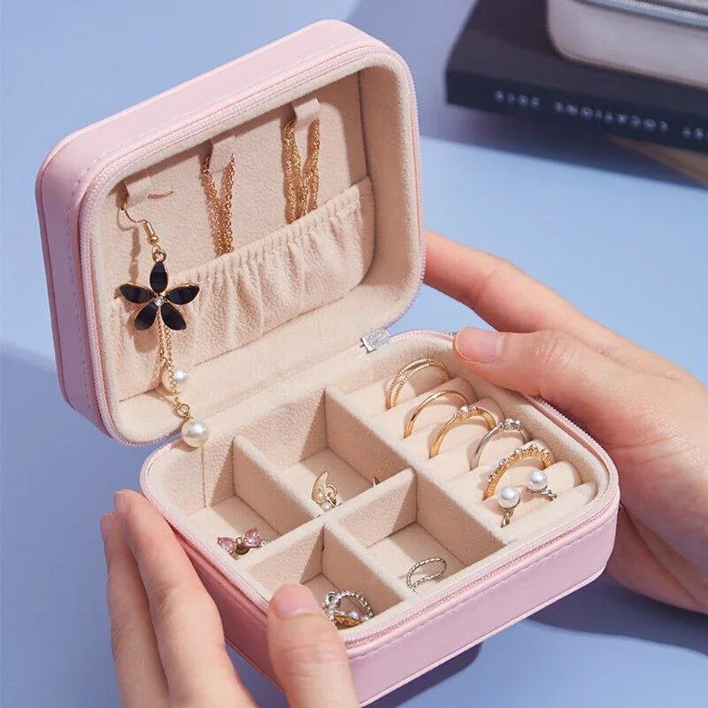 Portable Jewelry Storage Box | Leather Organizer | Travel Case | Multipurpose Gift Box for Jewellery SMARTONLINEMART