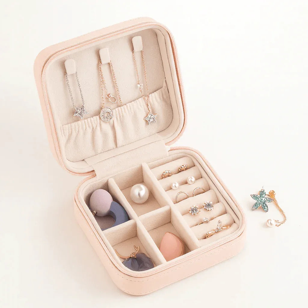 Portable Jewelry Storage Box | Leather Organizer | Travel Case | Multipurpose Gift Box for Jewellery SMARTONLINEMART