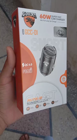 Video demonstrating G-Golden 60W dual port QC 4.0 fast car charger charging multiple devices simultaneously