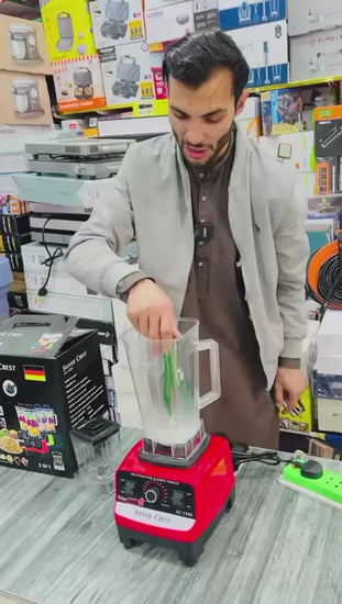 "German technology 2-in-1 juicer blender demonstrating high-power blending and dry milling"