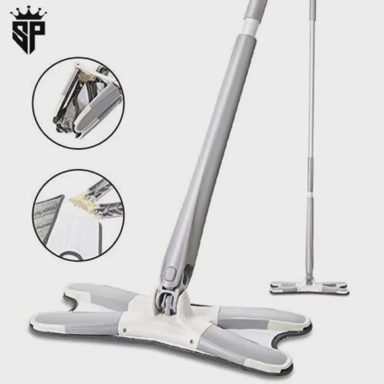 Video demonstrating XMOP advanced microfiber floor mop with durable handle in cleaning action