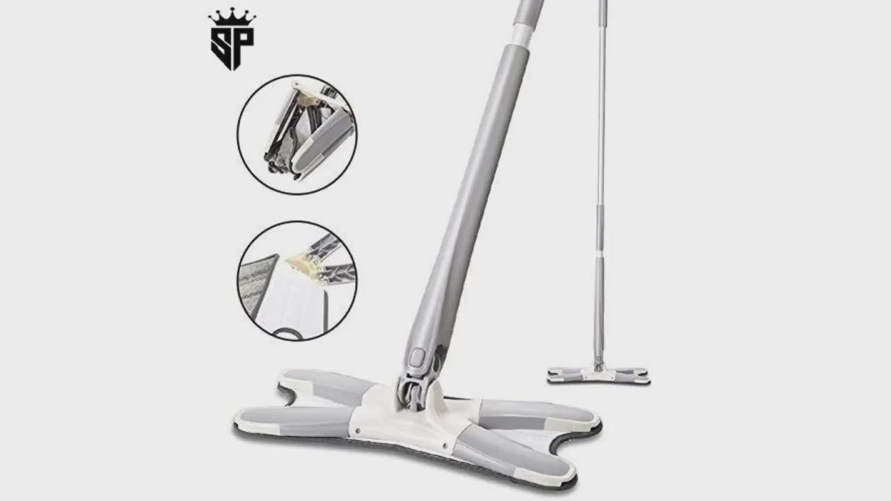 Video demonstrating XMOP advanced microfiber floor mop with durable handle in cleaning action