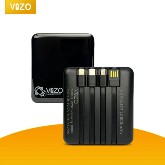 Vazo battery pack and multiple batteries on an orange background