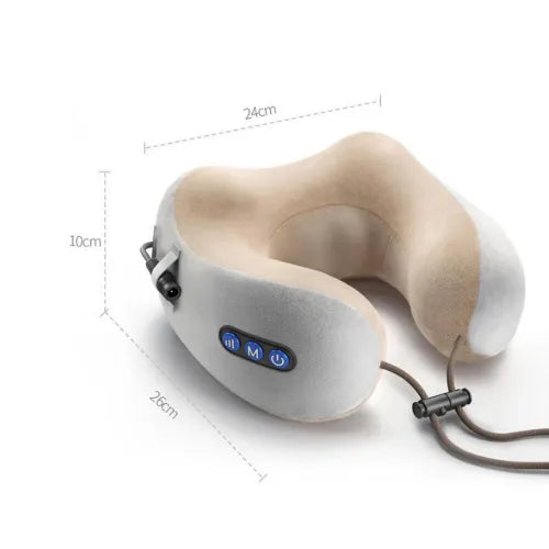 Neck massager with dimensions on a white background