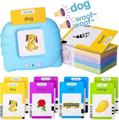Educational card set with cards showing animals, objects, and sounds.