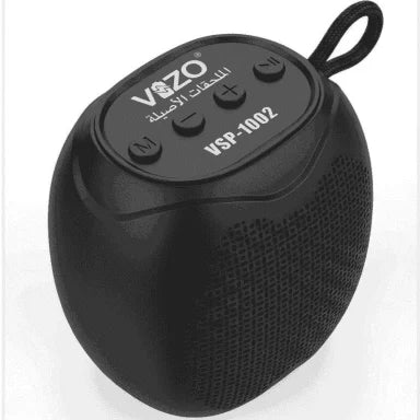 Black portable speaker with VIZO branding on a white background