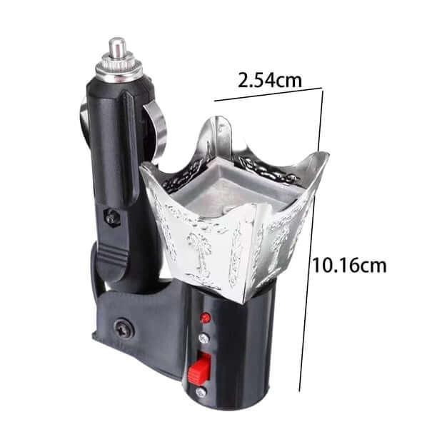 Portable oud diffuser being used in a car interior for fragrance.