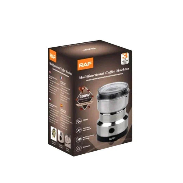 Box of RAF multifunctional coffee machine on a white background