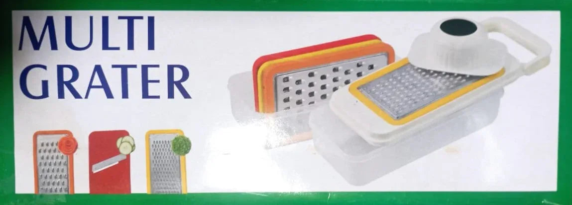 Multi-grater with different attachments on a white background