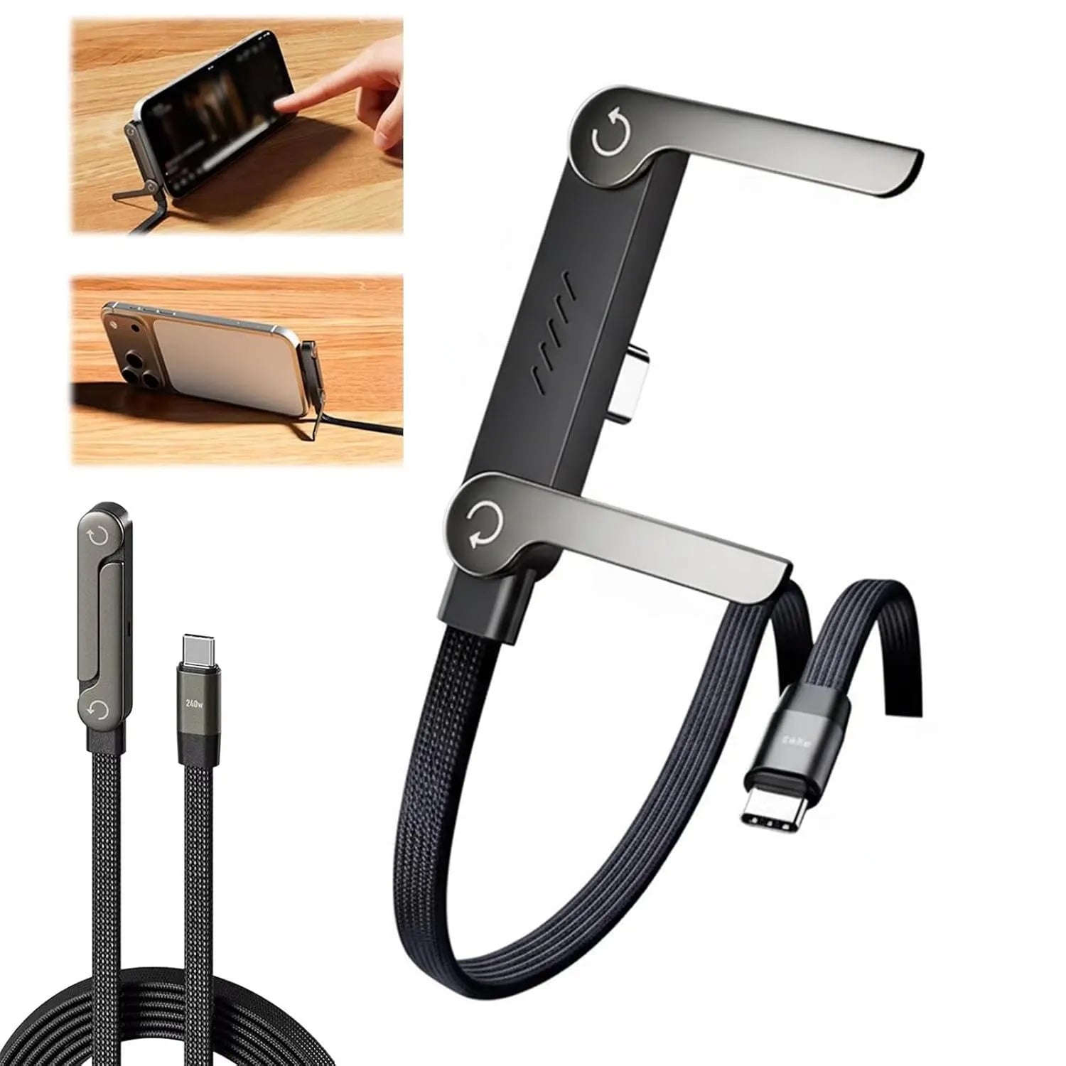 Multi-functional cable with connectors on a white background